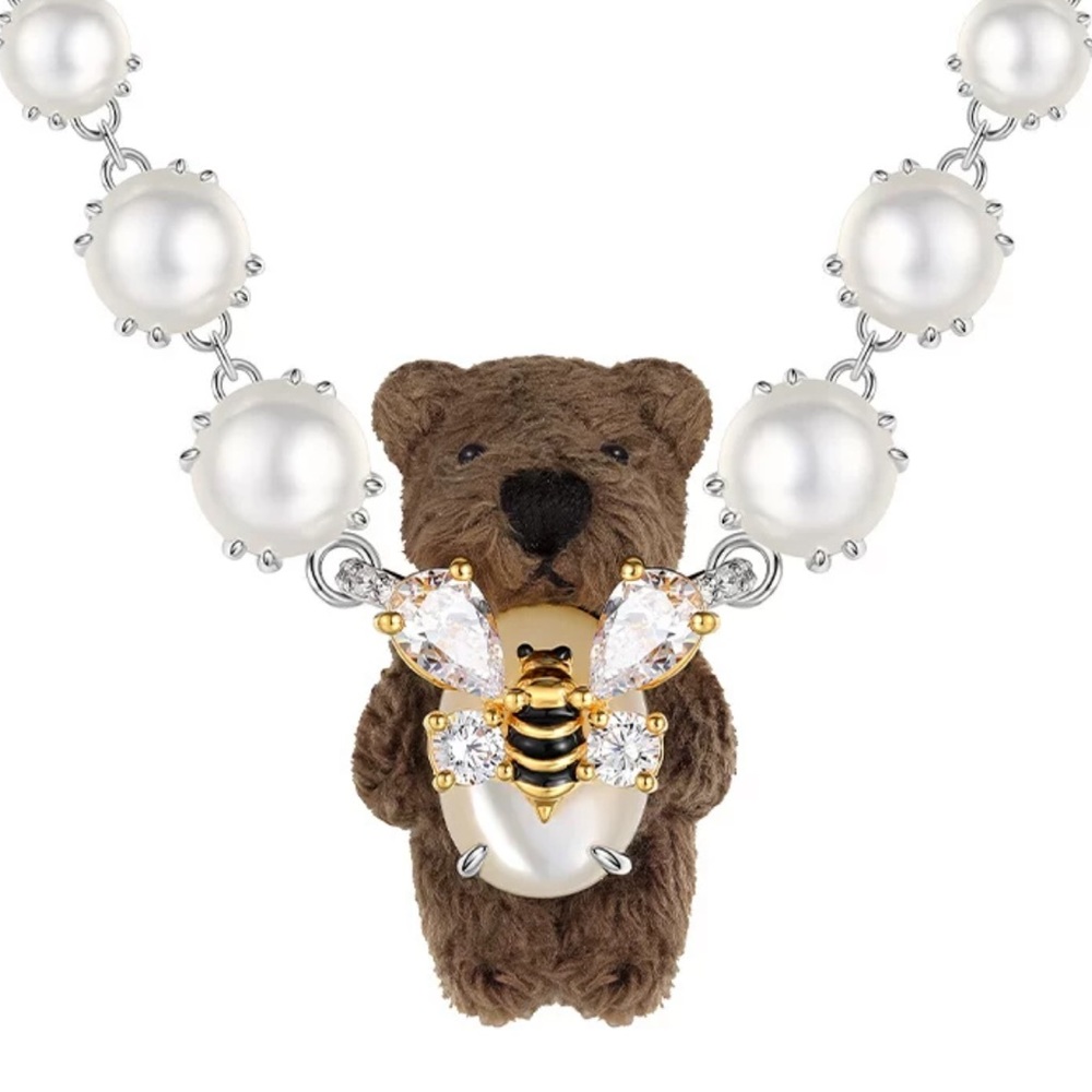 YVMIN Teddy Bear bee pearl necklace